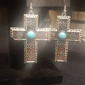 Earrings metal Crosses Native Natural